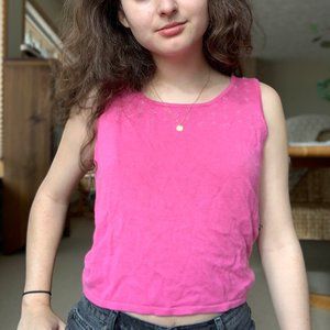 Pink Knit Tank with beads